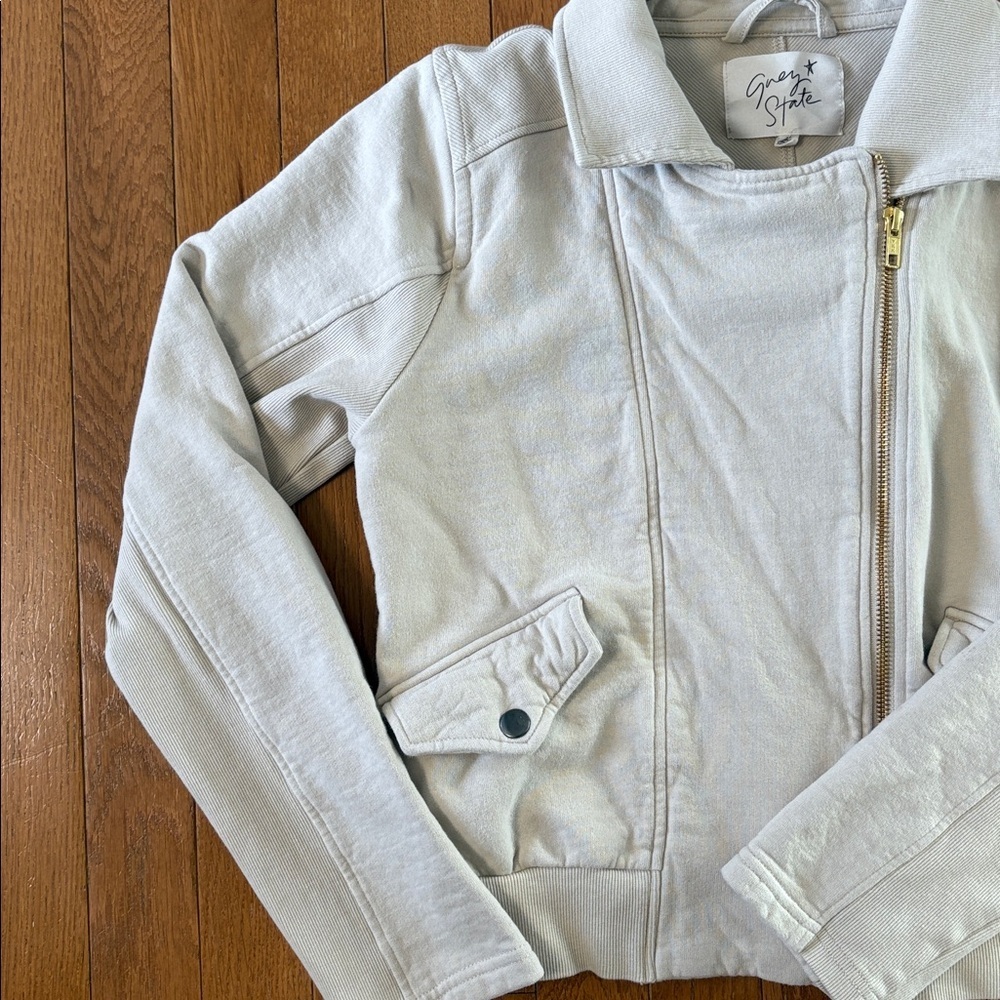 Grey State Zip Jacket Lightweight Sweatshirt Size… - image 2